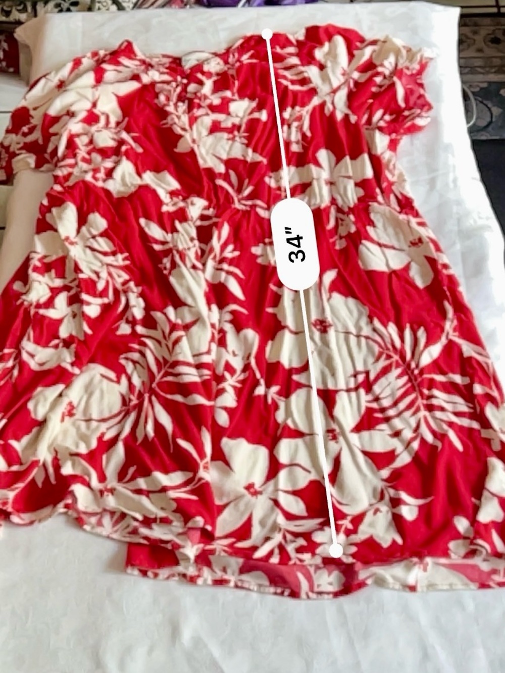 Ava & Viv Red and White Floral Button-Front Dress - Picture 6 of 8